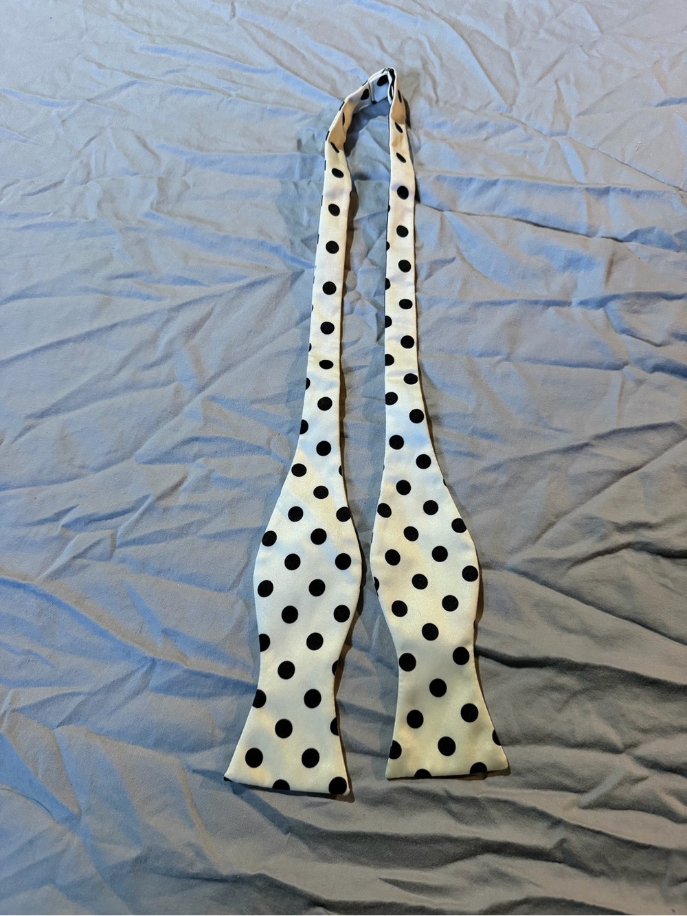 Polka Dot Self-Tie Bow Tie - White with Black Dots